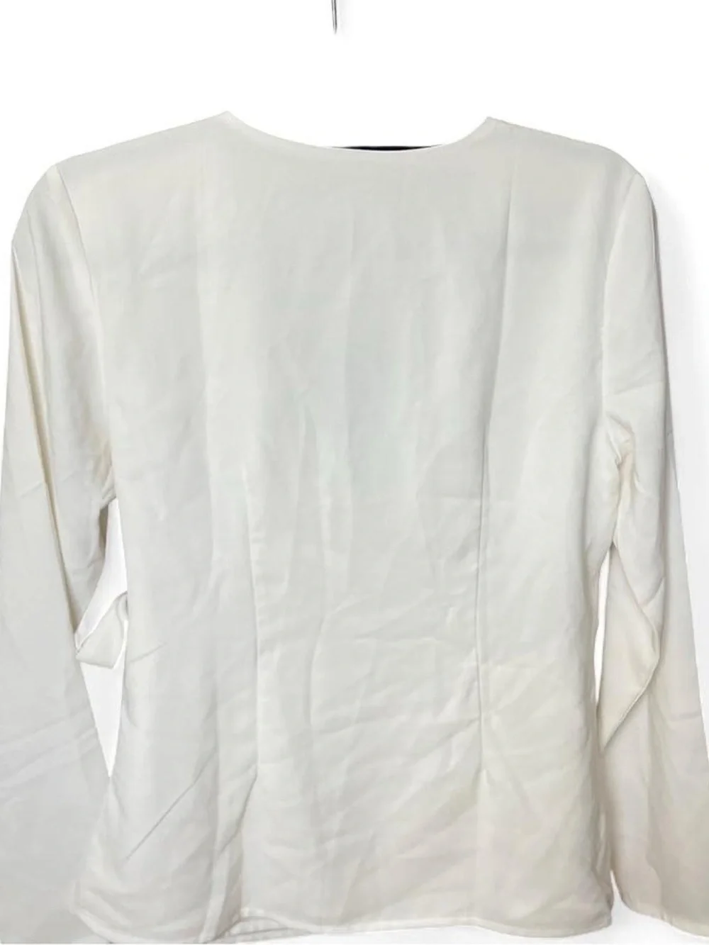 Ann Taylor White Wrap-Front Long Sleeve Blouse